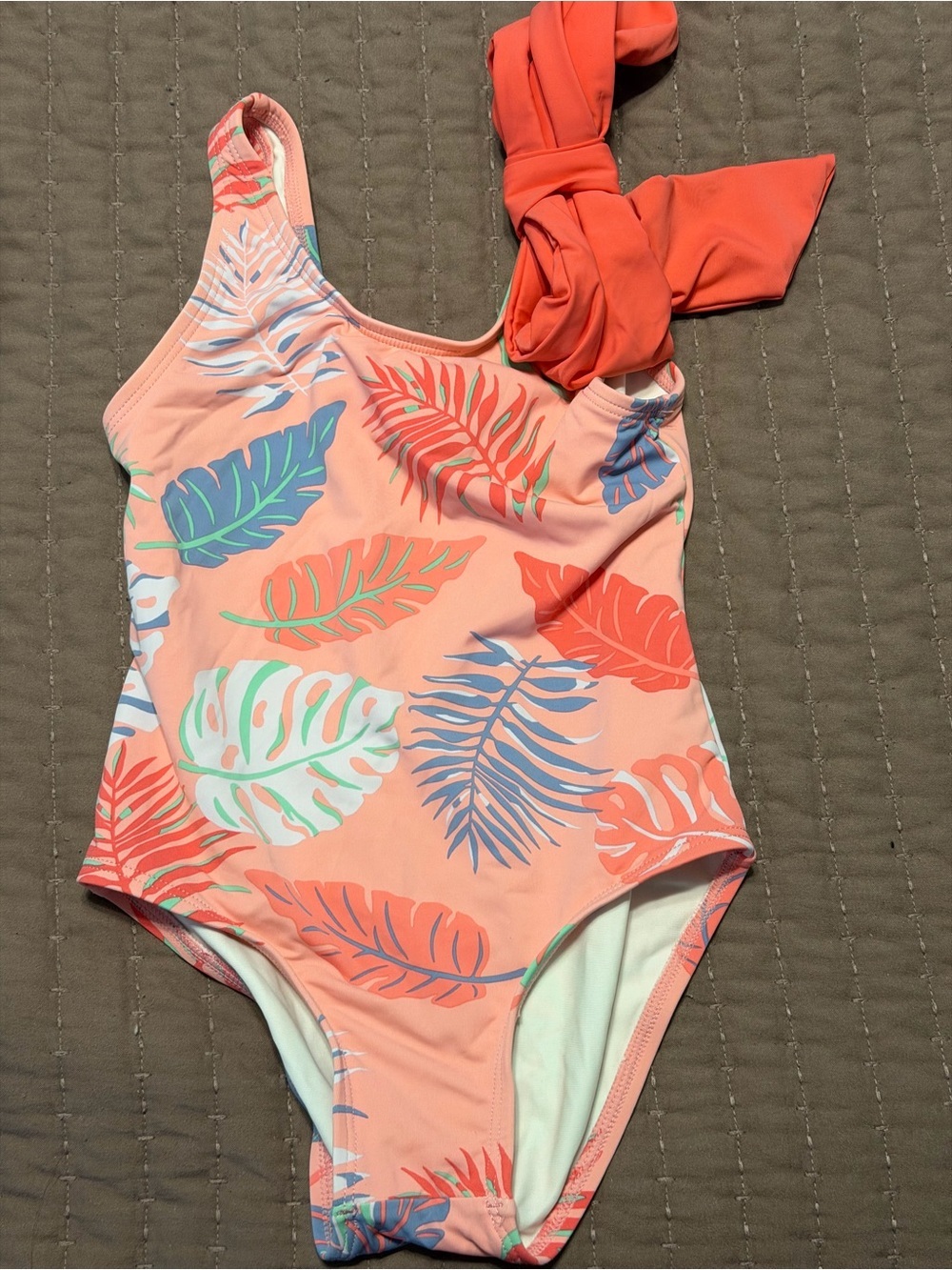 Beaufort Bonnet Co TBBC Girls Tropical Leaf Coral One-Piece Swimsuit Size 3T